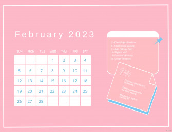 Cute February Calendar Template Illustrator Word Psd