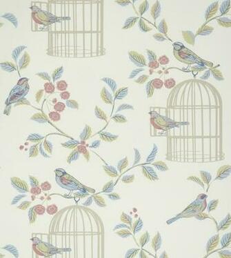 Shabby Chic Songbird Wallpaper Eau De Nil Photo Une