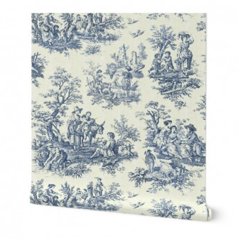 Peel Stick Wallpaper 6ft X 2ft Victorian Style Toile De Jouy