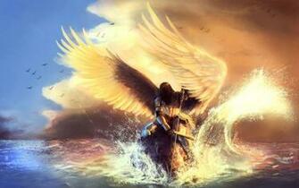 Angel Landing In The Ocean Wallpaper