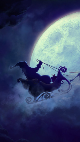 Santa Claus Raindeer Sleigh Silhouette Christmas Wallpaper iPhone