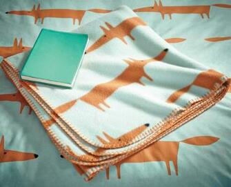 Mr Fox Aqua Fleece Throw By Scion Wallpaper Direct