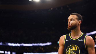 Low Angle Photo Steph Curry Chewing Mouthpiece Wallpaper