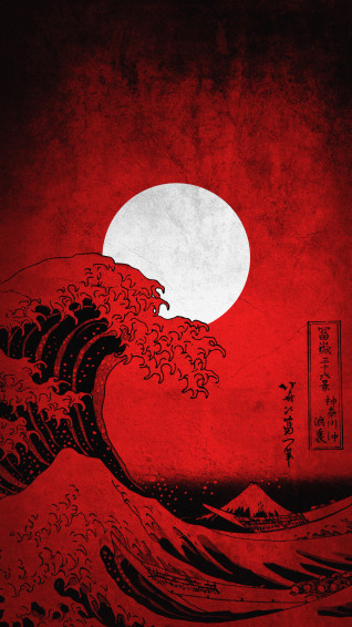 Wallpaper Great Wave Off Kanagawa Portrait The