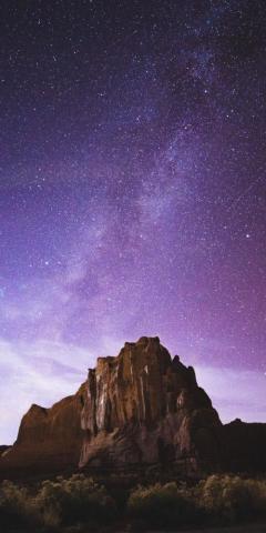 Rocks Milky Way Desert Purple Sky Night Wallpaper