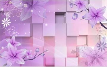 3d Stereo Purple Wallpaper Dream Flower Tv