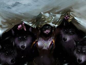 2d Art Wolf Girl Digital Concept Paintingscoolvibe