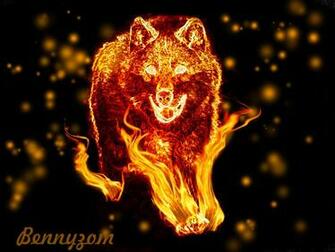 Blue Fire Wolf Flames