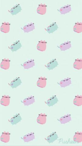 Pusheen The Cat Floral Pastels Spring iPhone Wallpaper
