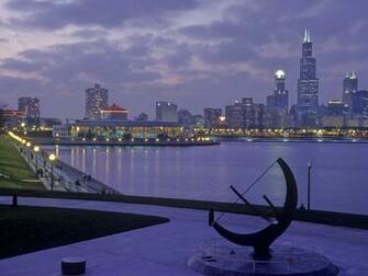 Chicago Lakefront At Dusk From The Adler Planetarium