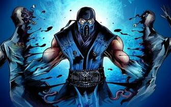 HD Background Mortal Kombat X Subzero Ninja Art Blue Mask Wallpaper