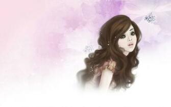 Pretty Cartoon Girl Wallpaper Stock Photos