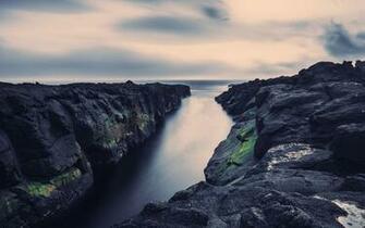 Black Big Rocks River Wallpaper Stock
