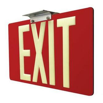 Glow In The Dark Exit Sign With Red Background