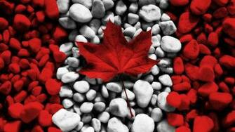 Wallpaper Flag Canada Leaves Stones Full HD