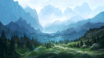 Nature Forest Mountain Digital Art 4k Wallpaper