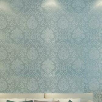 Metallic Damask Classic Wall Paper Blue Background Wallpaper