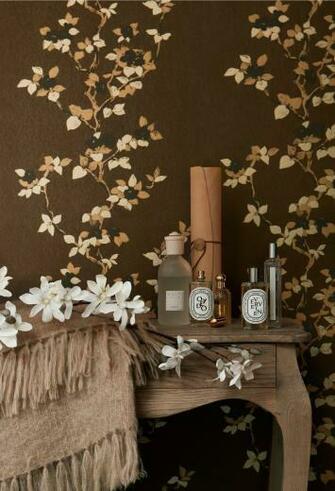Orpheo Magnolia Blossom Brown Gold Wallpaper By P S