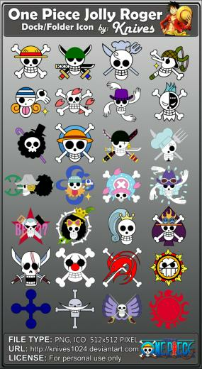 One Piece Jolly Roger Dock And Folder Icons By Knives1024 On
