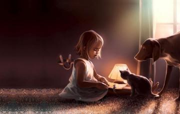 Wallpaper Cat The Game Tale Dog Evening Mouse Art Book