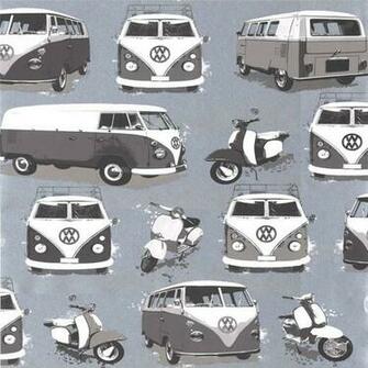 Grey J05909 Vw Volkswagen Camper Vans Scooters Muriva Wallpaper