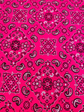 Mia S Fabrics Inc Neon Pink Bandana Print Lycra Spandex Fab