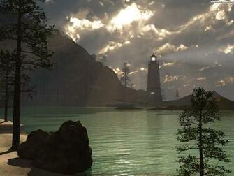 Ocean Sea Beacon Sun Rays Beam Storm Warning 3d Wallpaper