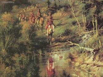 Drawing Painting Native American At The Crossing Picture Nr