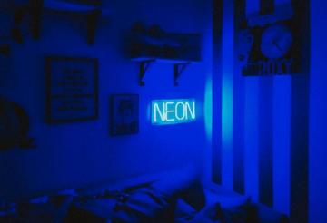 Blue And White Love Neon Light Signage Photo Image On