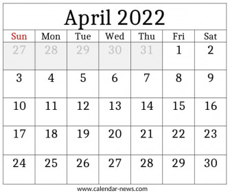 April Calendar With Holidays Wallpaper