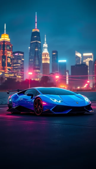 Neon Blue Lamborghini Wallpaper
