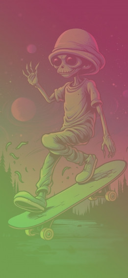 Alien Skater Cartoon Wallpaper Best HD Cosmic