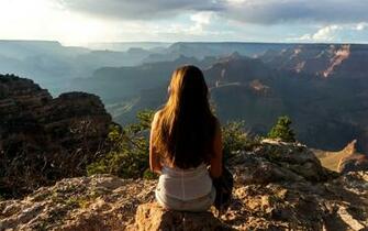 Lady Admiring The Grand Canyon Wallpaper HD
