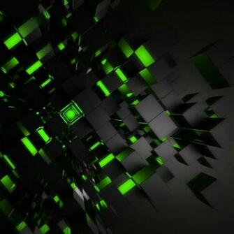 Green Cube 3d iPad Wallpaper Background