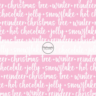 Pink Holiday Fabric By The Yard Festive Phrases