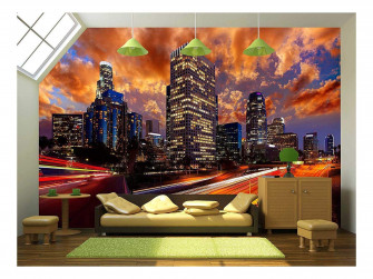 Amazon Wall26 Downtown La Night Los Angeles Sunset Skyline