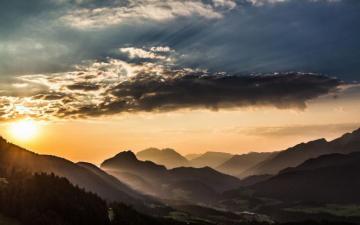 Clouds Forest Landscape Mist Mountain Nature Sky Sunset Valley