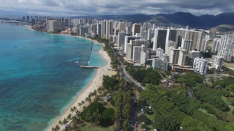 Aerial Of Waikiki Beach Hawaii Stock Video Footage