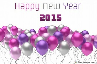 Happy New Year Flying Colorful Balloons