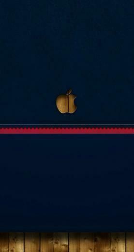 iPhone Wallpaper Blue Apple Logo Wood Parallax