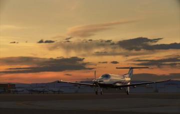 Wallpaper Sunset The Plane Airfield Pilatus Pc Image