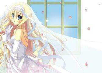 Girl Blond Young Dress Bride Window Veil Petals Stock
