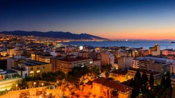 Wallpaper Turkey Izmir Night Houses Sea Coast Lights