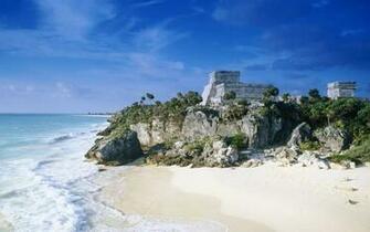 HD Mayan Ruins Mexico Beach Wallpaper