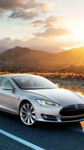 Silver Tesla Car Wallpaper iPhone