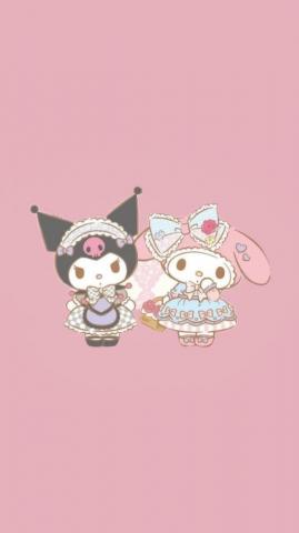 On Kuromi Bg Hello Kitty iPhone Wallpaper
