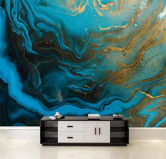 Peel And Stick Art Mural Poster Acrylic Fluid Blue Aquamarine
