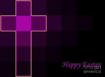 Royal Purple And Yellow Easter Cross Background Modern Design