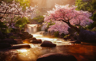 Wallpaper Light Trees Landscape Flowers Branches Nature Fog
