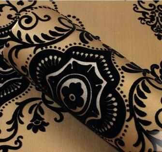 Aliexpress Buy Classic Black 3d Damask Velvet Flocking Wallpaper
